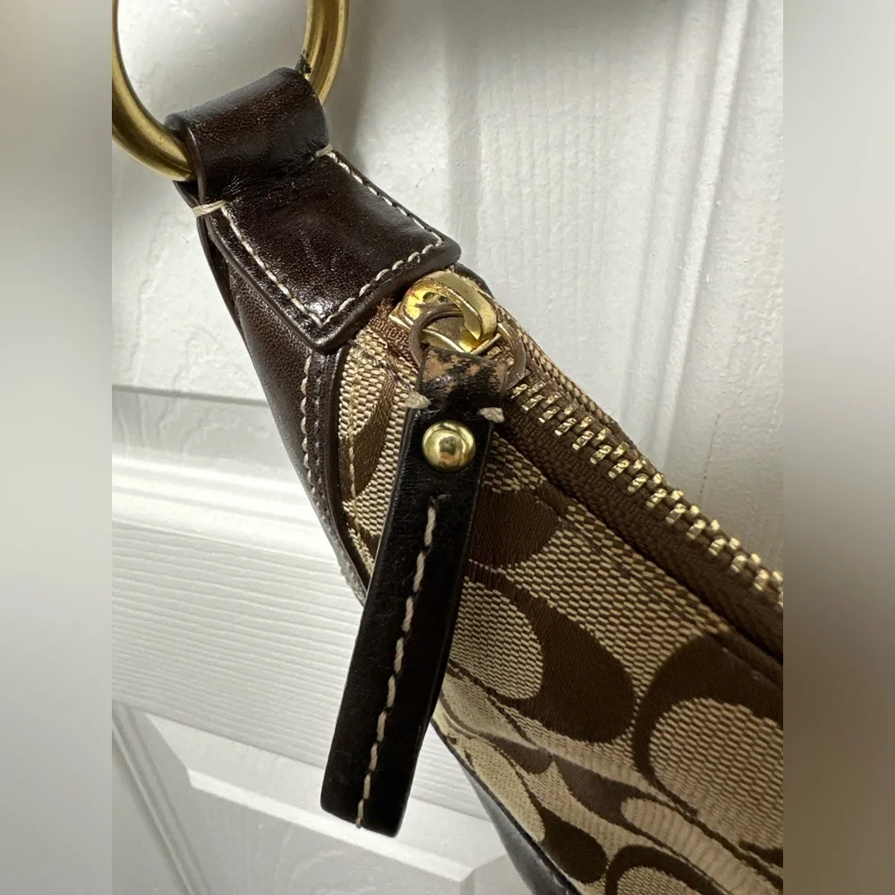 Coach Vintage Y2K Brown Signature Hobo Demi with Leather Corners H0768-11371